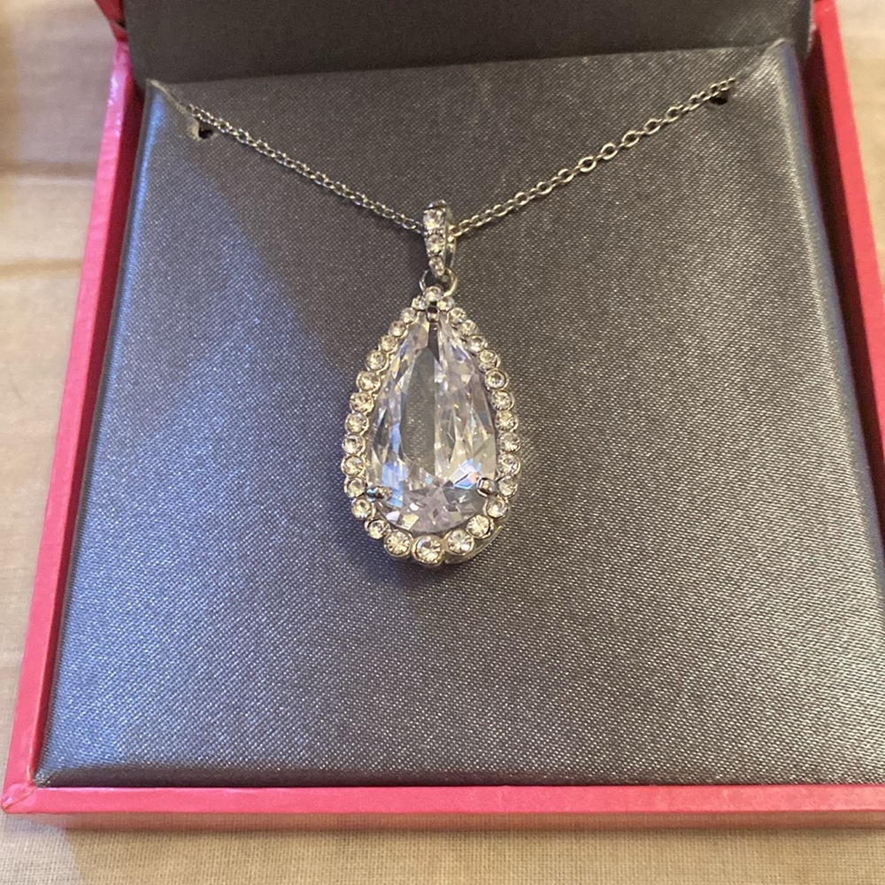 Lucy and Laurel teardrop cubic zirconia pendant necklace